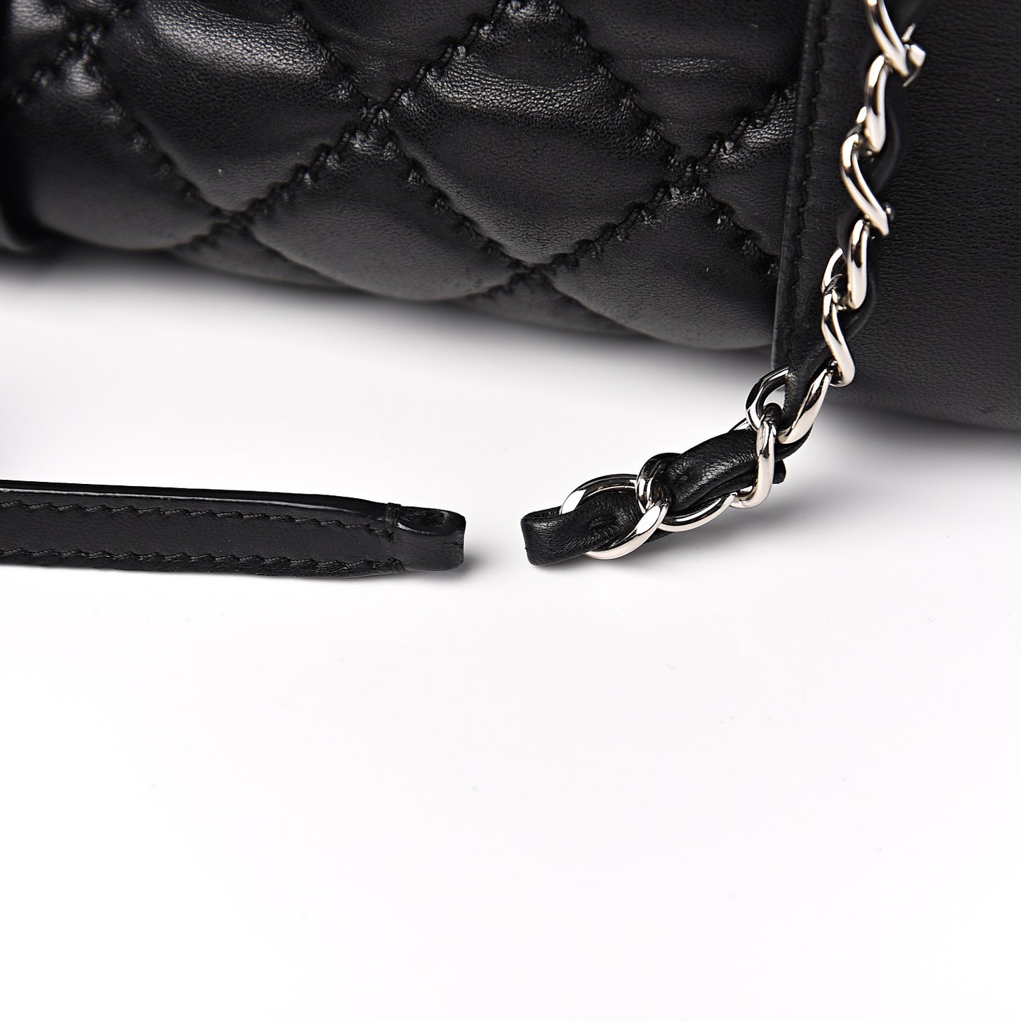 Lambskin Quilted Large Easy Carry Shopping Tote Black
