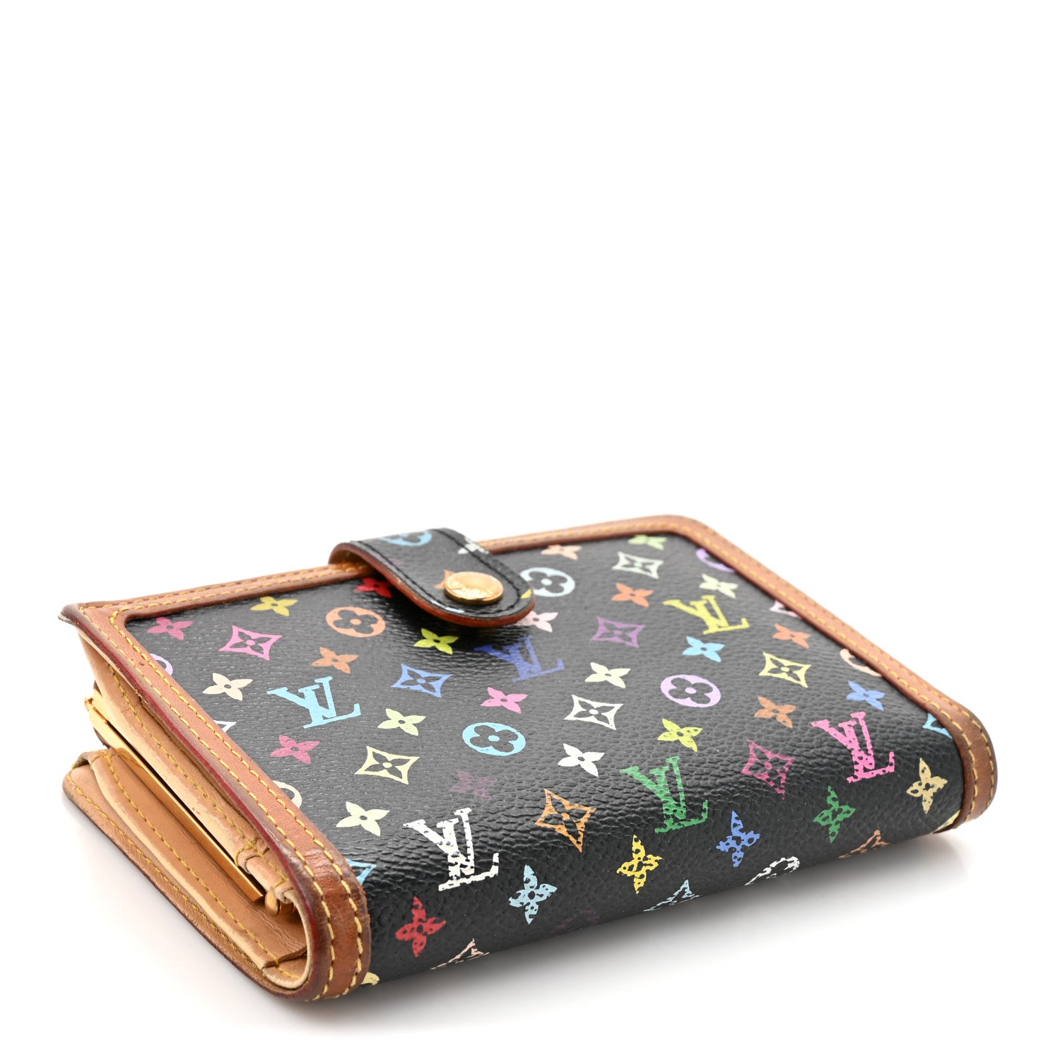 Louis Vuitton Monogram Multicolor French Purse Wallet Black 4 of 14