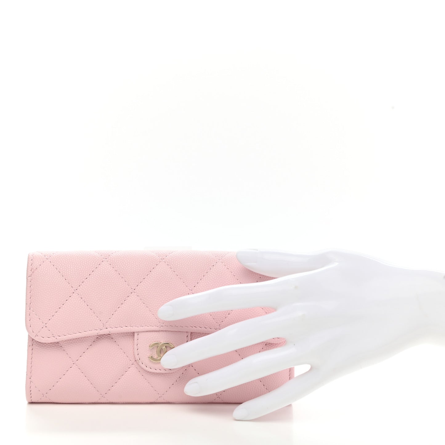 Caviar Quilted Medium Flap Wallet Light Pink