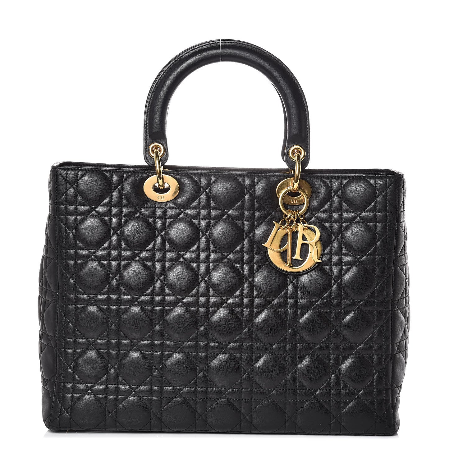 Lambskin Cannage Large Lady Dior Black