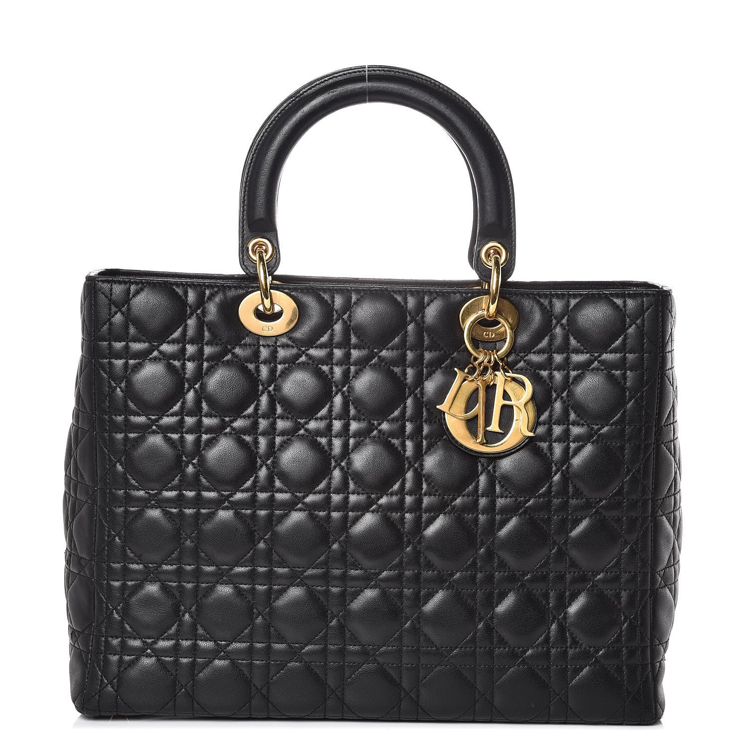 Christian Dior Lambskin Cannage Large Lady Dior Black 1 of 13