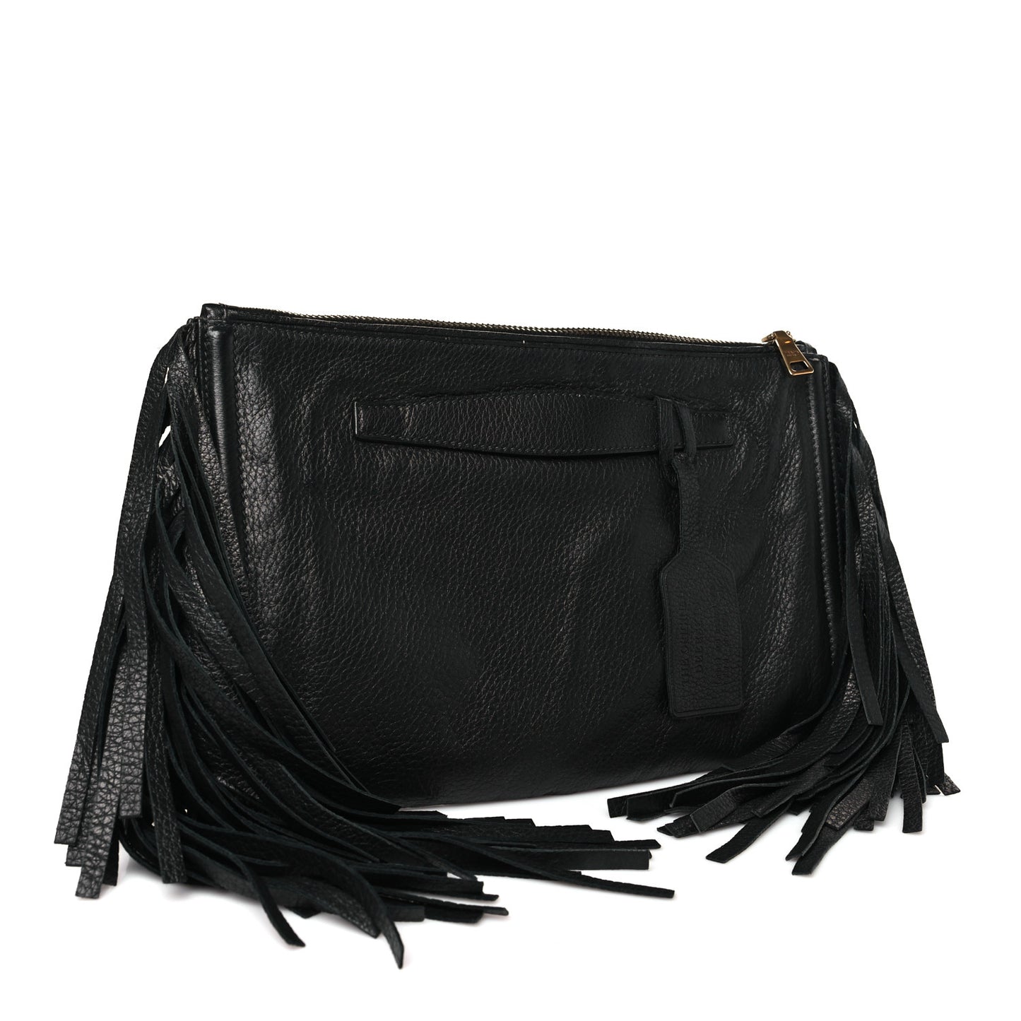 Cervo Deerskin Fringe Clutch Black