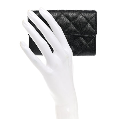 Chanel Caviar Quilted Flap Card Holder Wallet Black 3 of 9