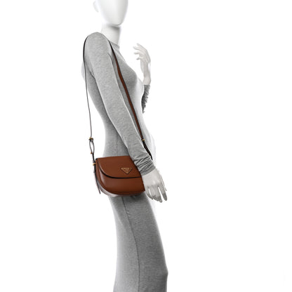Prada Soft Calfskin Triangle Arque Flap Shoulder Bag Cognac 2 of 10