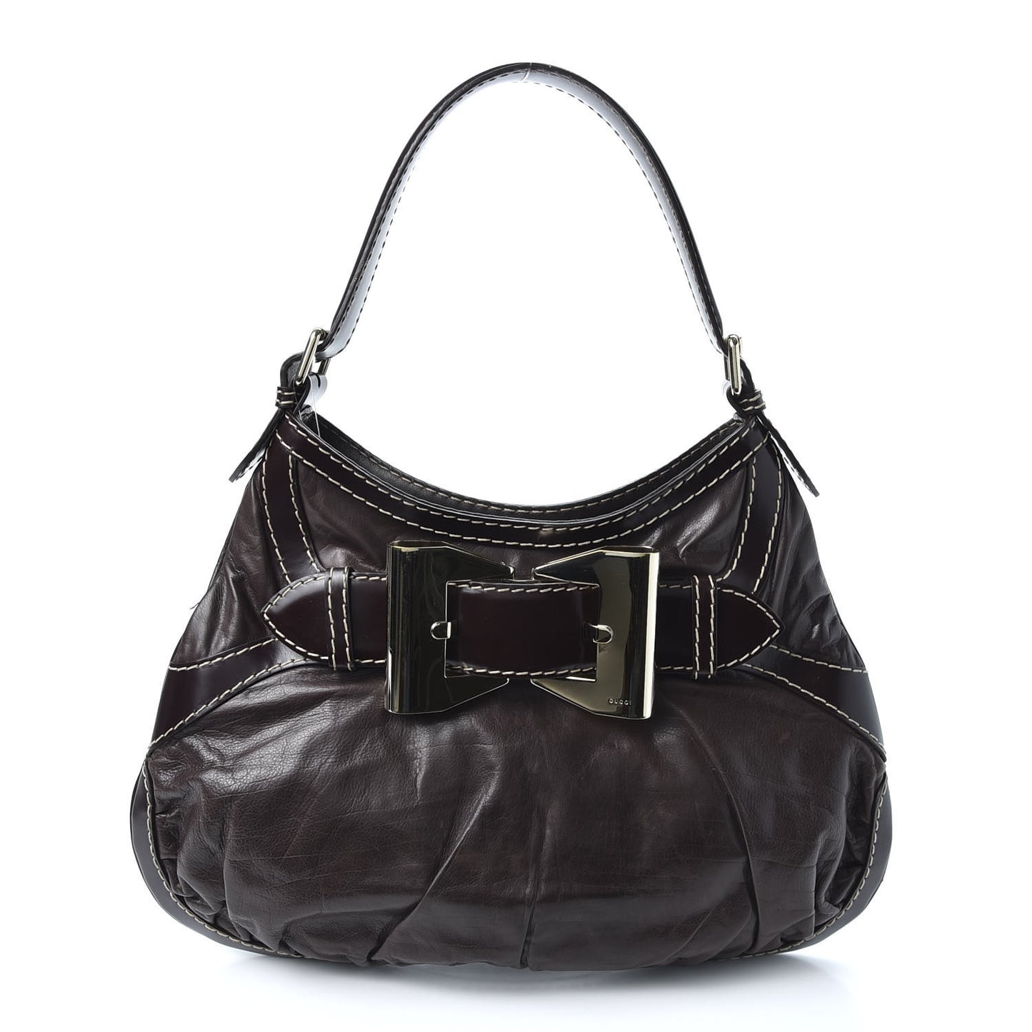 Calfskin Queen Bow Hobo Brown
