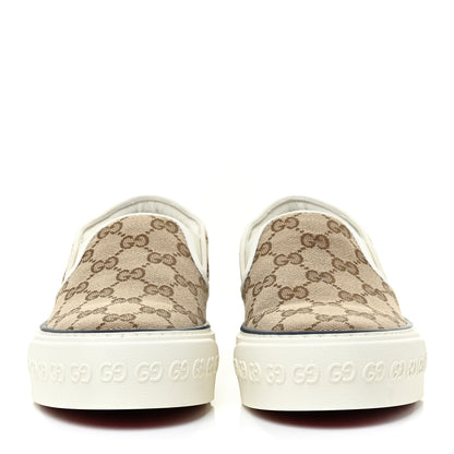 Gucci GG Monogram Womens 1977 Tennis Slip On 30mm Sneakers 36 Beige Ebony Mystic White 2 of 10