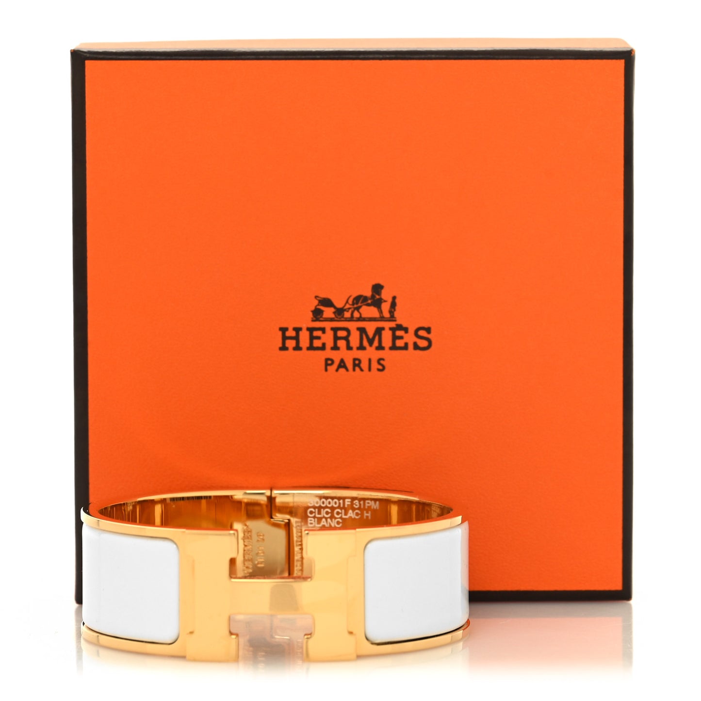 Enamel Wide Clic Clac H Bracelet PM White