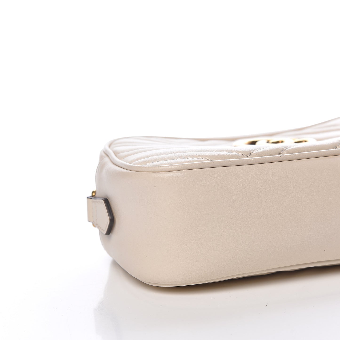 Calfskin Matelasse Small GG Marmont Chain Shoulder Bag White