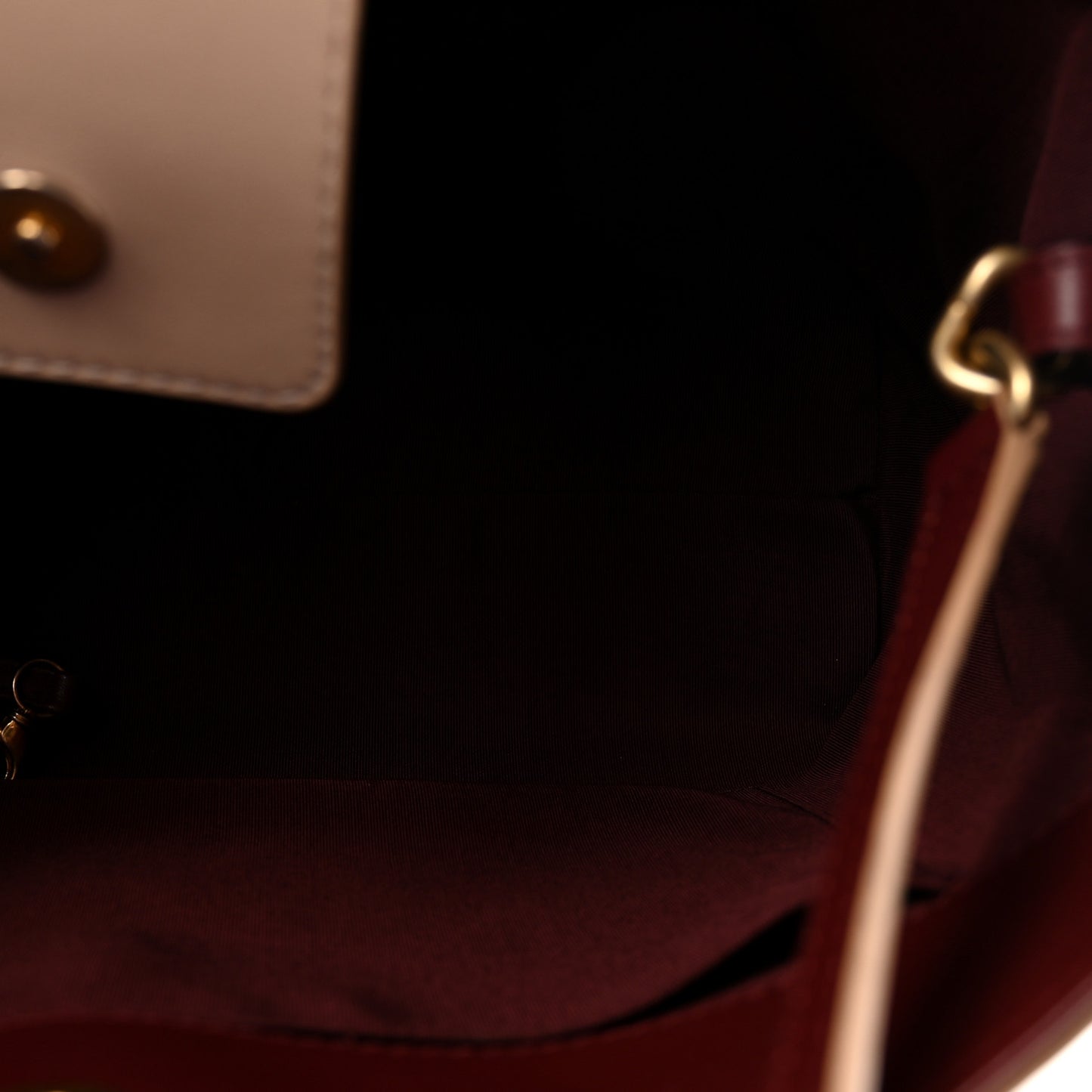 Bullskin Stitched Bi-Color Large Shopping Tote Beige Burgundy