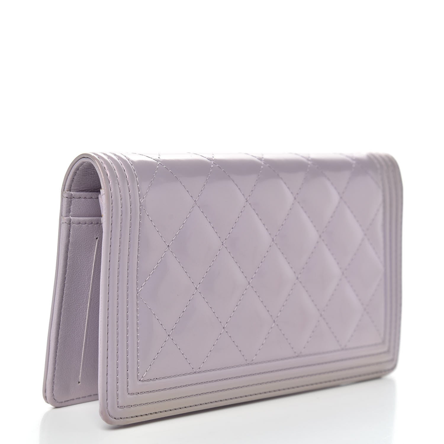 Chanel Metallic Patent Calfskin Quilted Boy Yen Wallet Purple 3 of 12