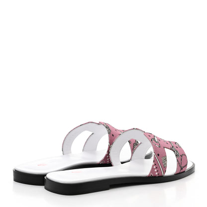 Hermes Cotton Canvas Printed Les Cles Bandana Oran Sandals 35.5 4 of 8