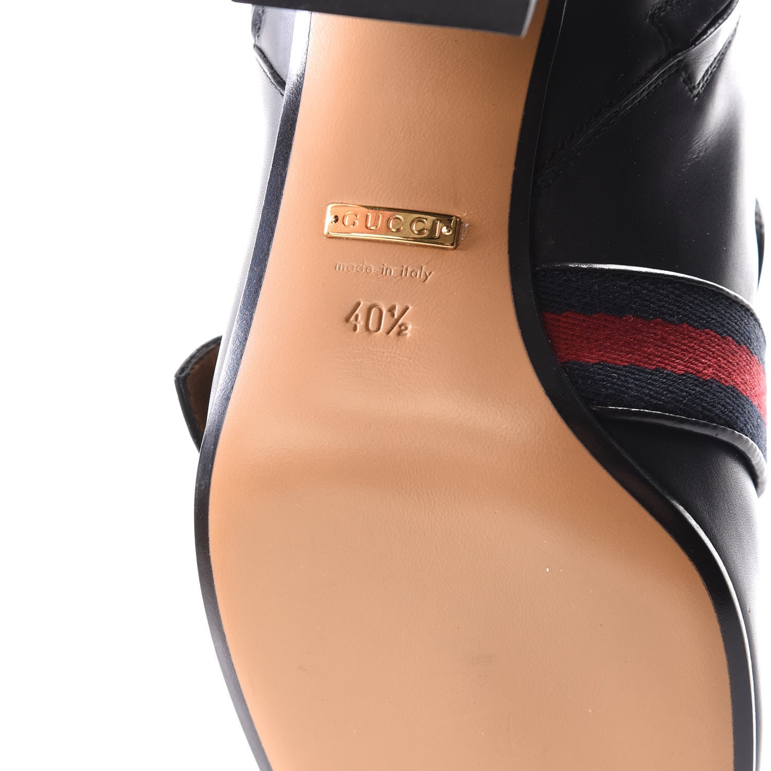 Gucci Betis Glamour Calfskin Web Pearl Embellished Peyton 75mm Ankle Boots 40.5 Black 6 of 9