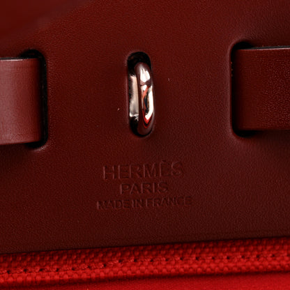 Hermes Military Toile Vache Hunter Herbag Zip Retourne 31 PM Rouge Radieux Rouge H 8 of 13
