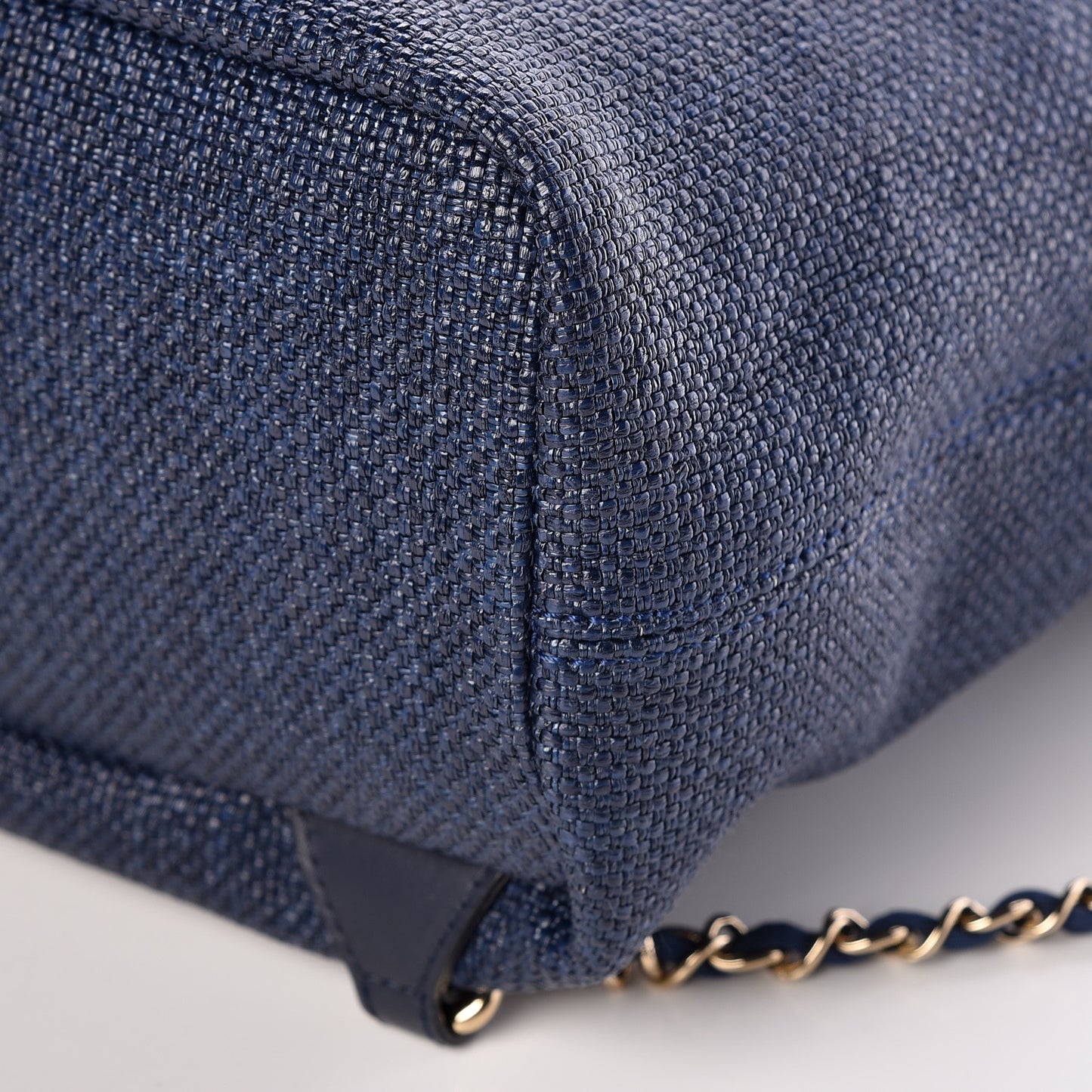 Woven Straw Medium Deauville Backpack Blue