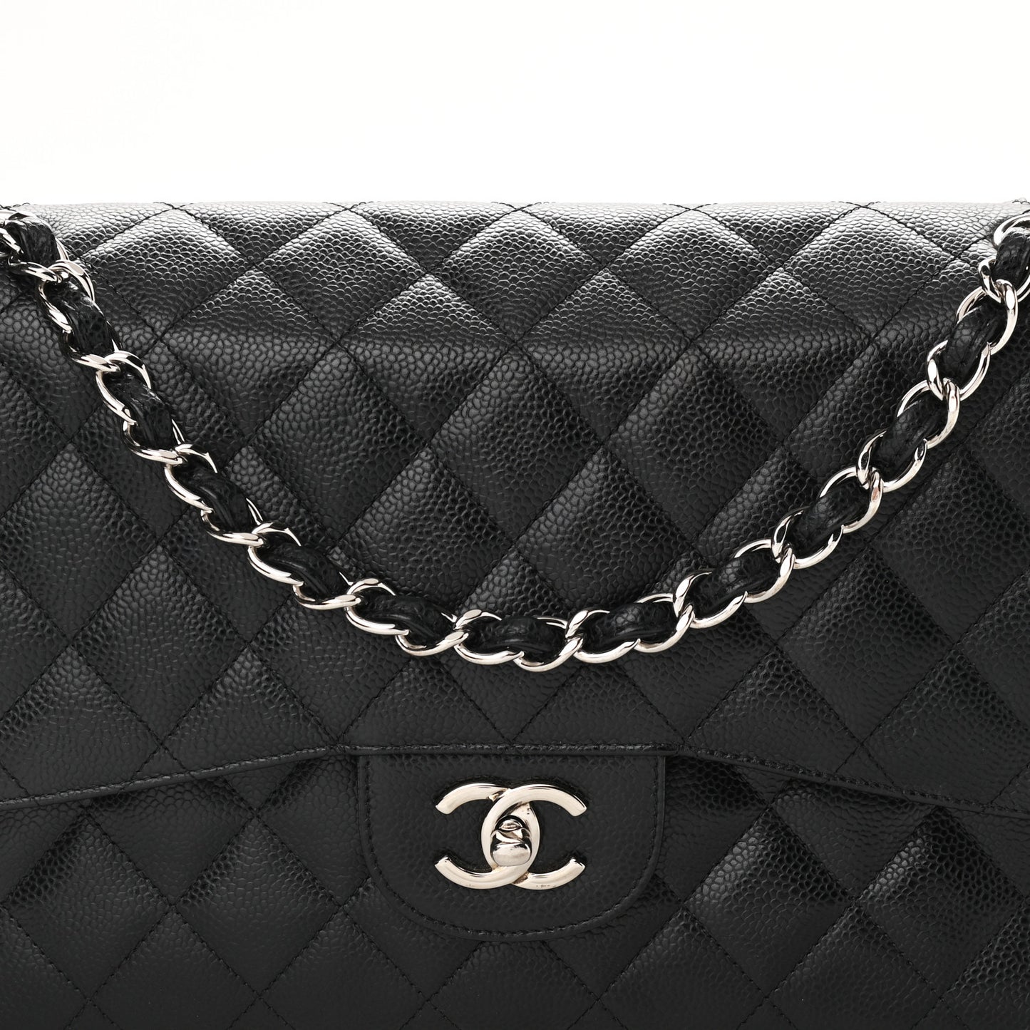 Caviar Quilted Jumbo Double Flap Black