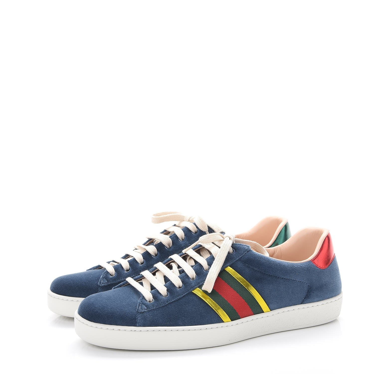 Gucci Velvet Web Mens Ace Sneakers 9 Blue 3 of 10
