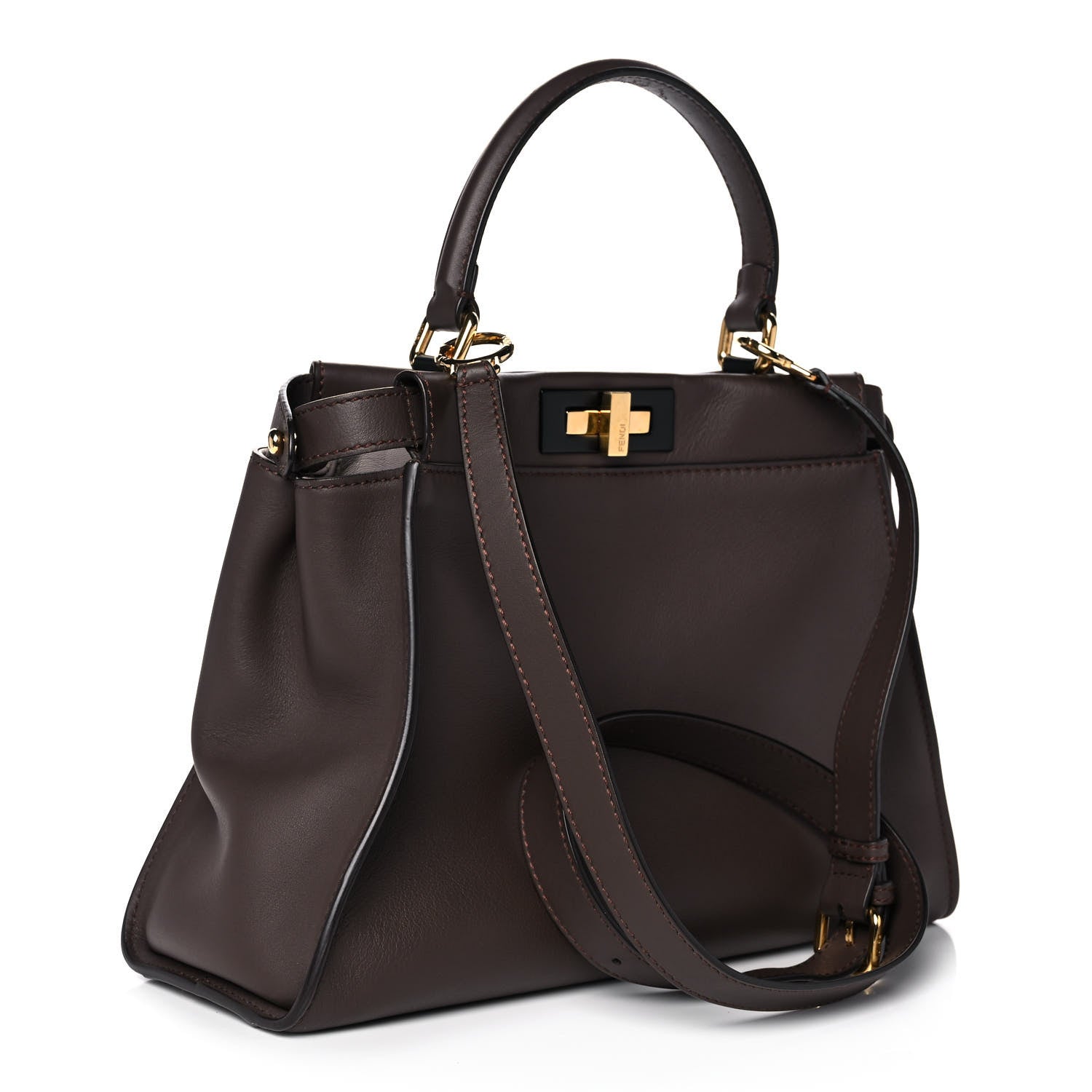 Fendi Vitello Seta Shiny Nappa Medium Peekaboo Iconic Satchel Moresco Rosa Doll 3 of 10