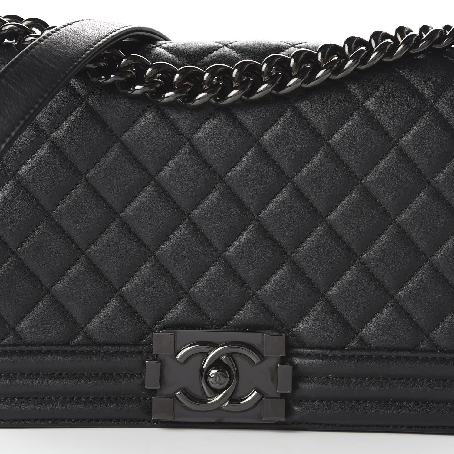 Chanel Calfskin Quilted Medium Boy Flap So Black 10 of 11