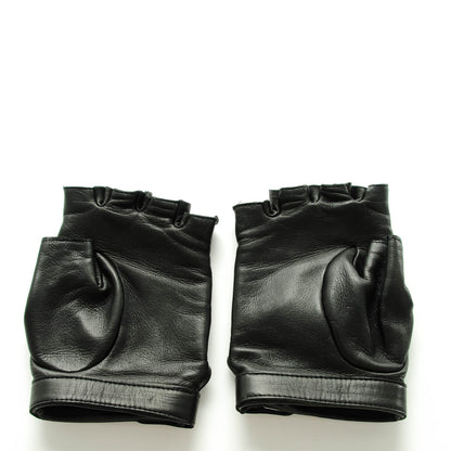 Chanel Lambskin Quilted Fingerless CC Turn Lock Gloves 8 Black 3 of 7