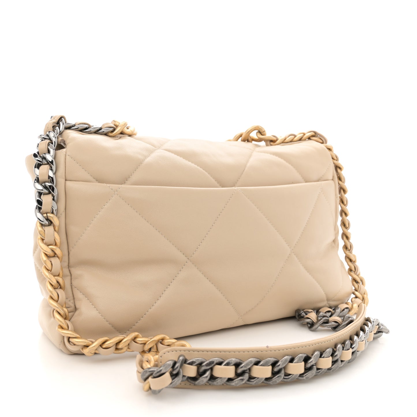Lambskin Quilted Large Chanel 19 Flap Beige