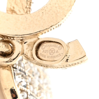 Chanel Pearl Baguette Crystal CC Drop Earrings Gold 4 of 5