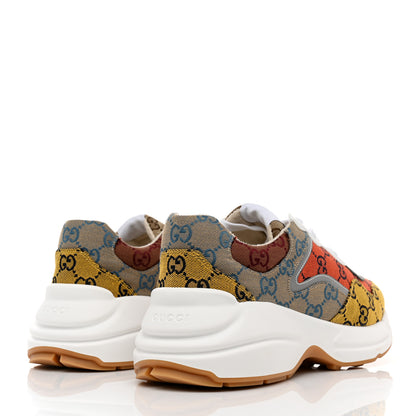 Gucci Monogram Multicolor Mens Rhyton Sneakers 8.5 Yellow Blue Great White Tabasco 4 of 8