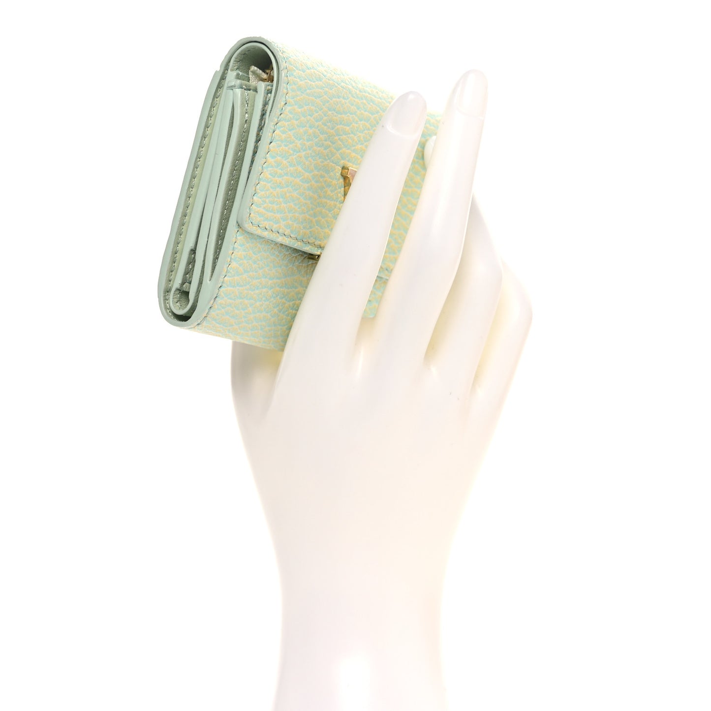 Taurillon Summer Stardust Capucines XS Wallet Vert D'Eau