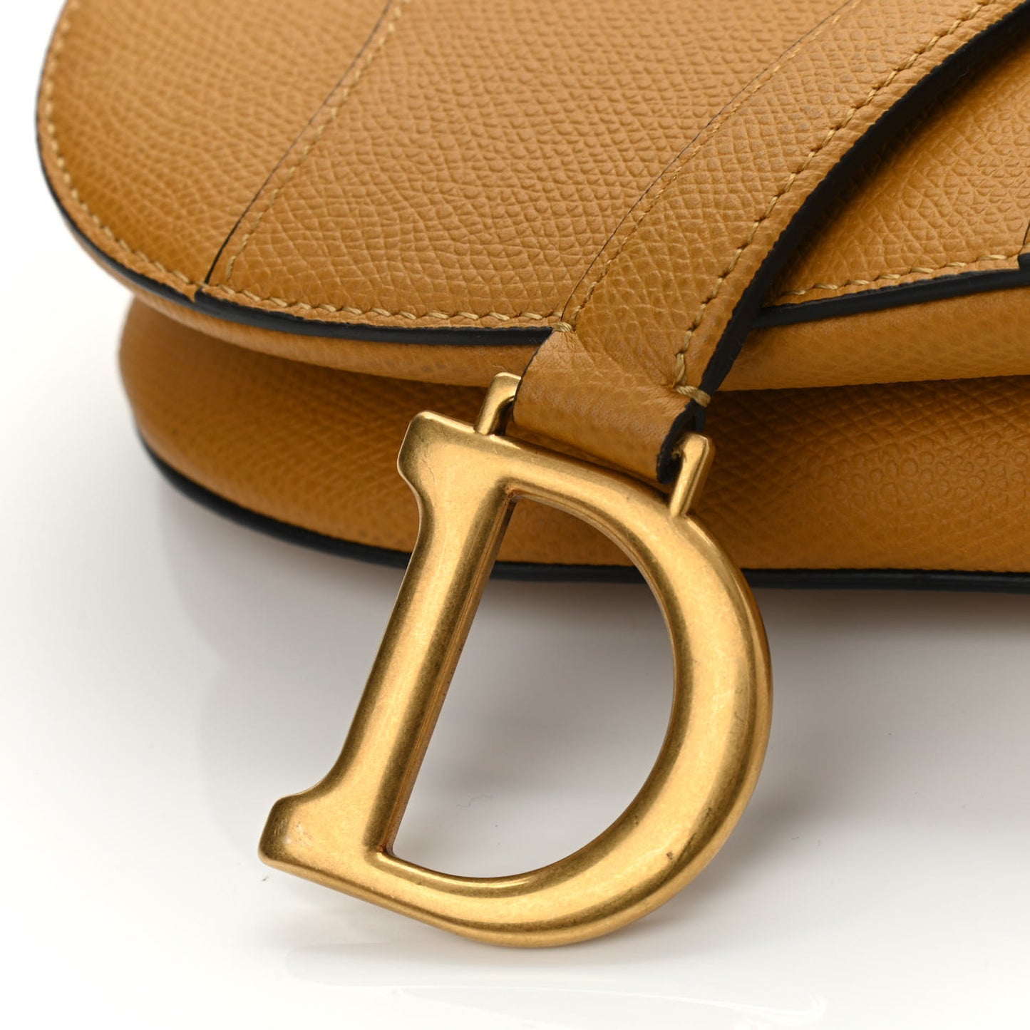 Grained Calfskin Mini Saddle Bag Dark Yellow