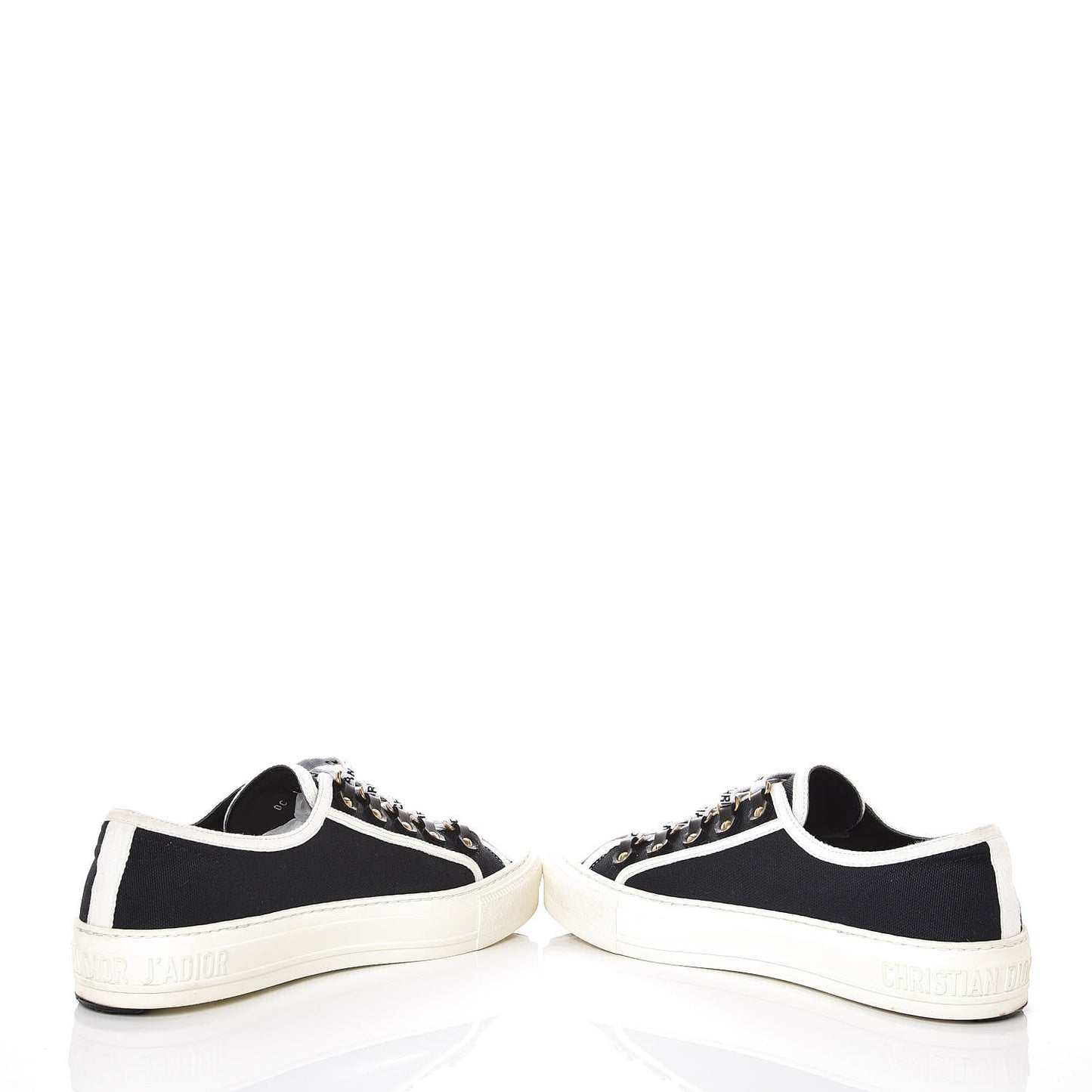Canvas Walk'n Dior Low Top Sneakers 38.5 Black White