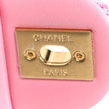 Chanel Tweed Quilted Pearl Twist Mini Square Flap Pink Dark Pink 7 of 12
