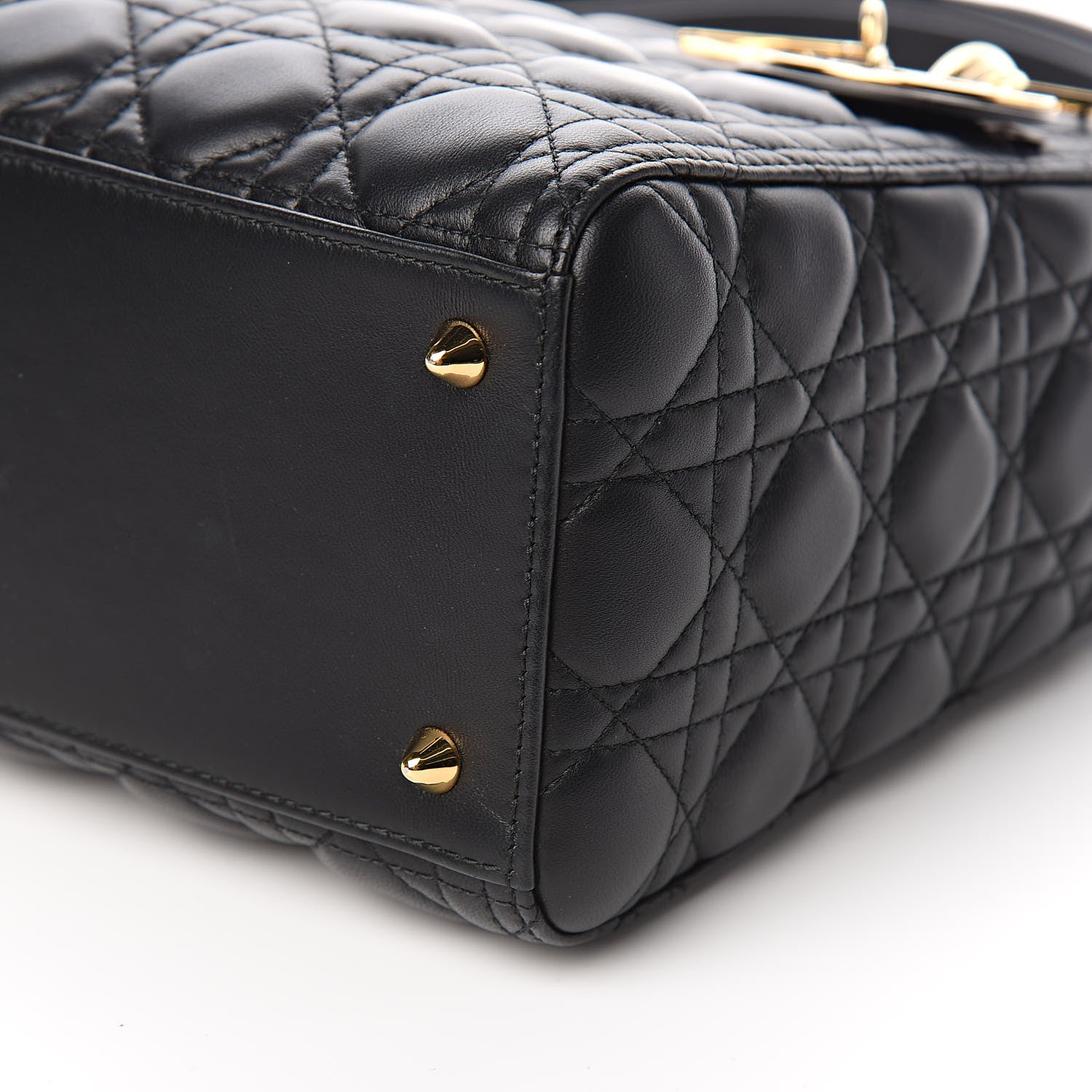 Christian Dior Lambskin Cannage Medium Lady Dior Black 9 of 13
