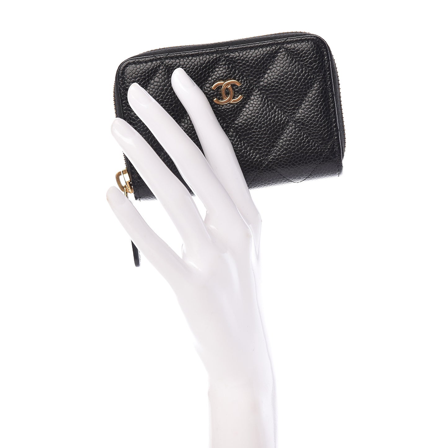 Caviar Quilted Zip Coin Purse Black
