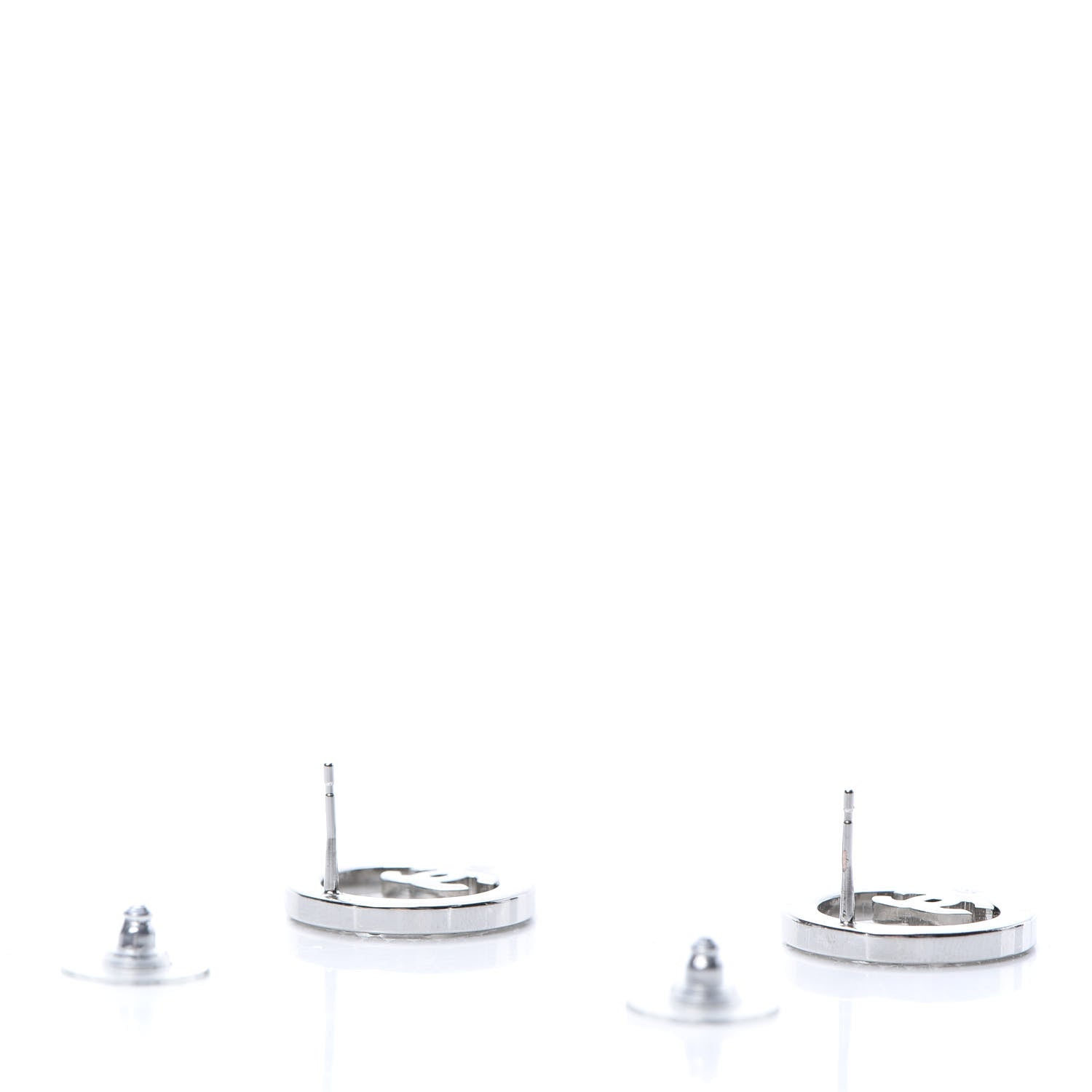 Chanel Crystal CC Round Earrings Silver 3 of 5