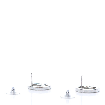 Chanel Crystal CC Round Earrings Silver 3 of 5