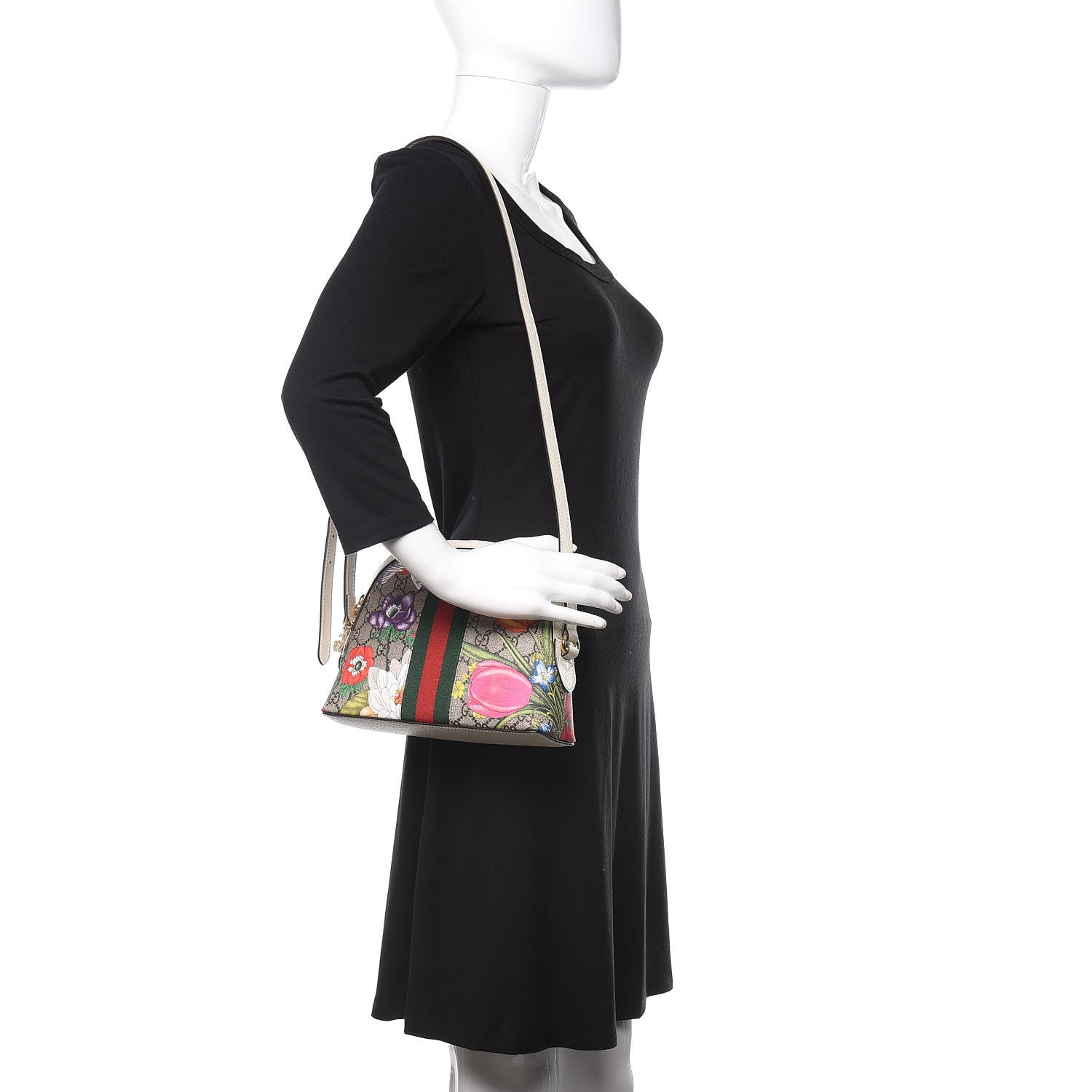 Gucci GG Supreme Monogram Flora Web GG Small Ophidia Dome Shoulder Bag White 2 of 12