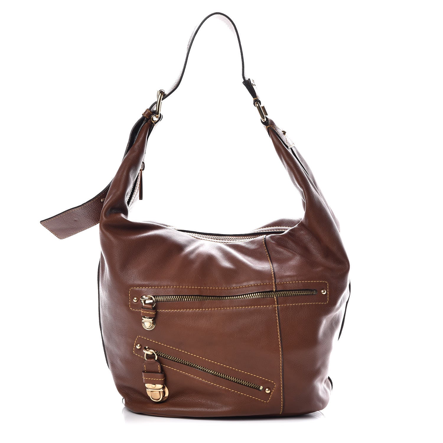 Marc Jacobs Calfskin Eggshell Hobo Cognac 1 of 9