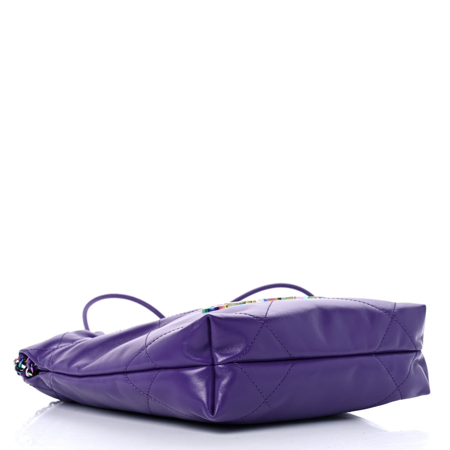 Shiny Calfskin Quilted Rainbow Mini Chanel 22 Purple