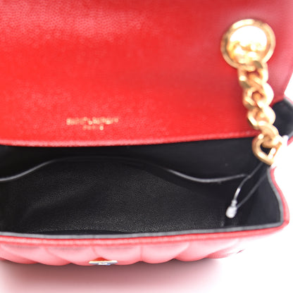 Saint Laurent Grain De Poudre Matelasse Monogram Medium Vicky Chain Bag Red 4 of 10
