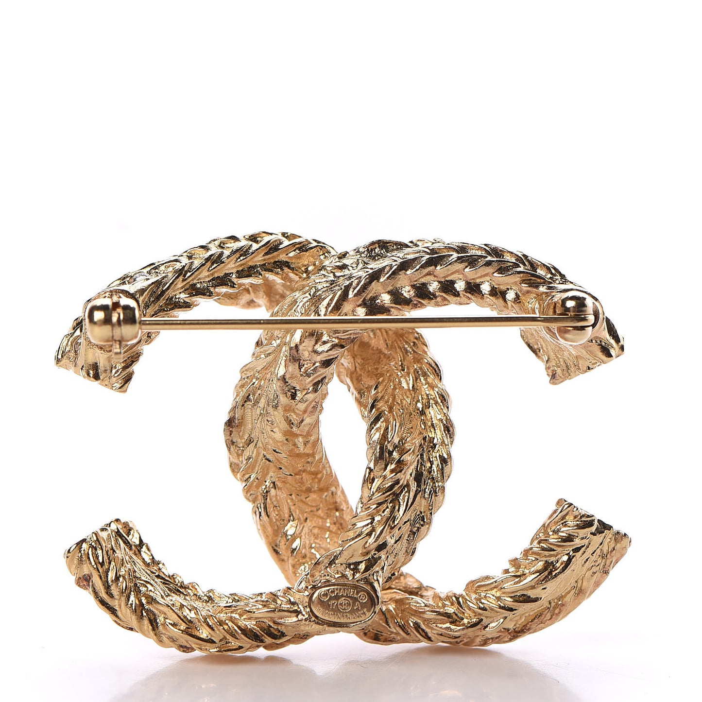 Crystal CC Braid Brooch Gold
