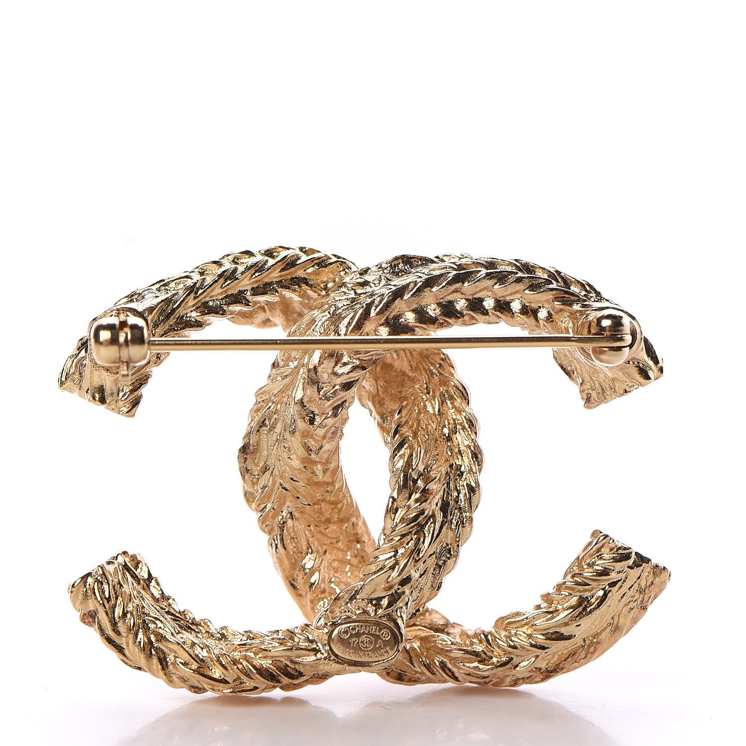Chanel Crystal CC Braid Brooch Gold 3 of 5