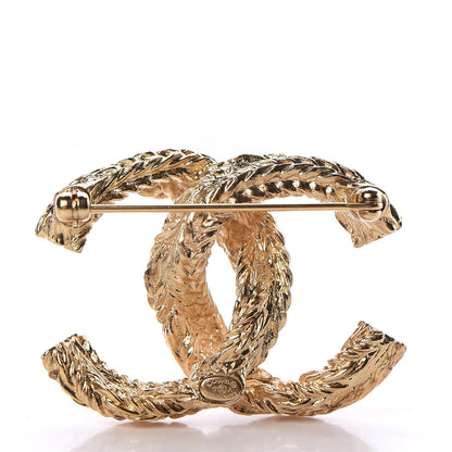 Chanel Crystal CC Braid Brooch Gold 3 of 5