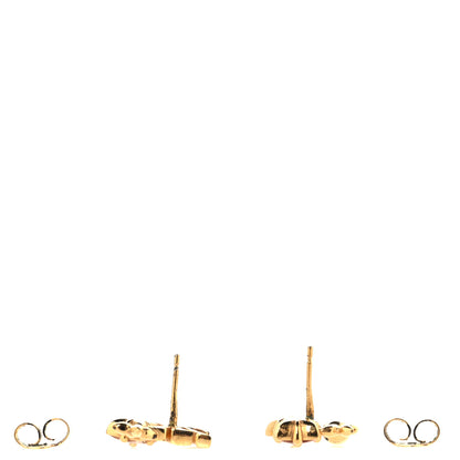 Louis Vuitton Metal Crystal Loulougram Monogram Flowers Earrings Gold 3 of 5