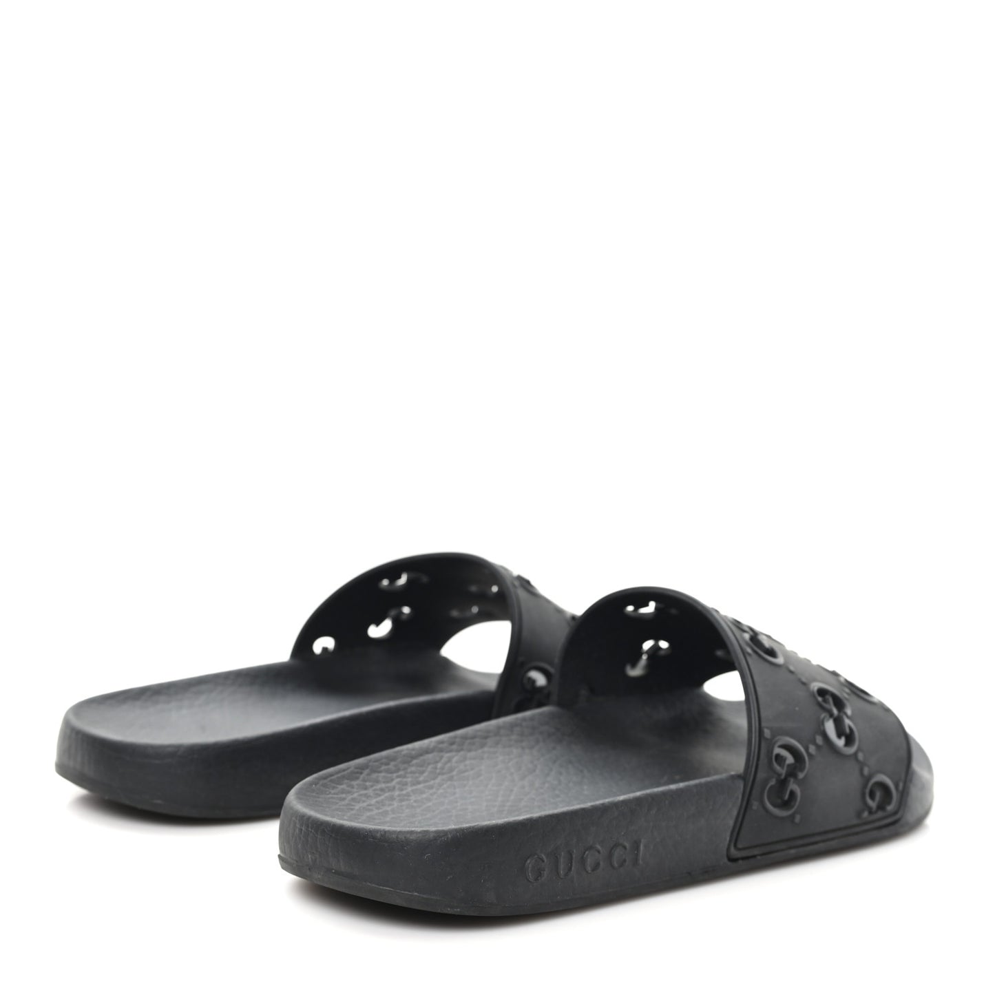 Rubber GG Monogram Perforated Womens Slide Sandals 37 Black
