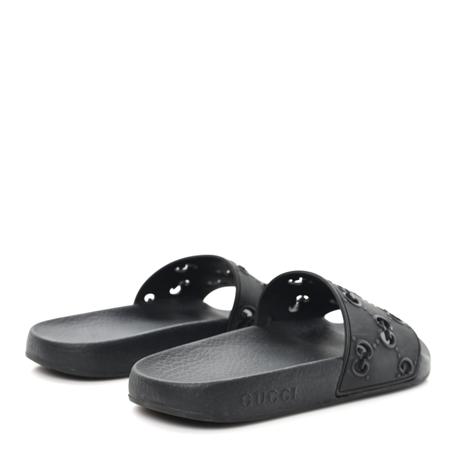 Gucci Rubber GG Monogram Perforated Womens Slide Sandals 37 Black 5 of 8