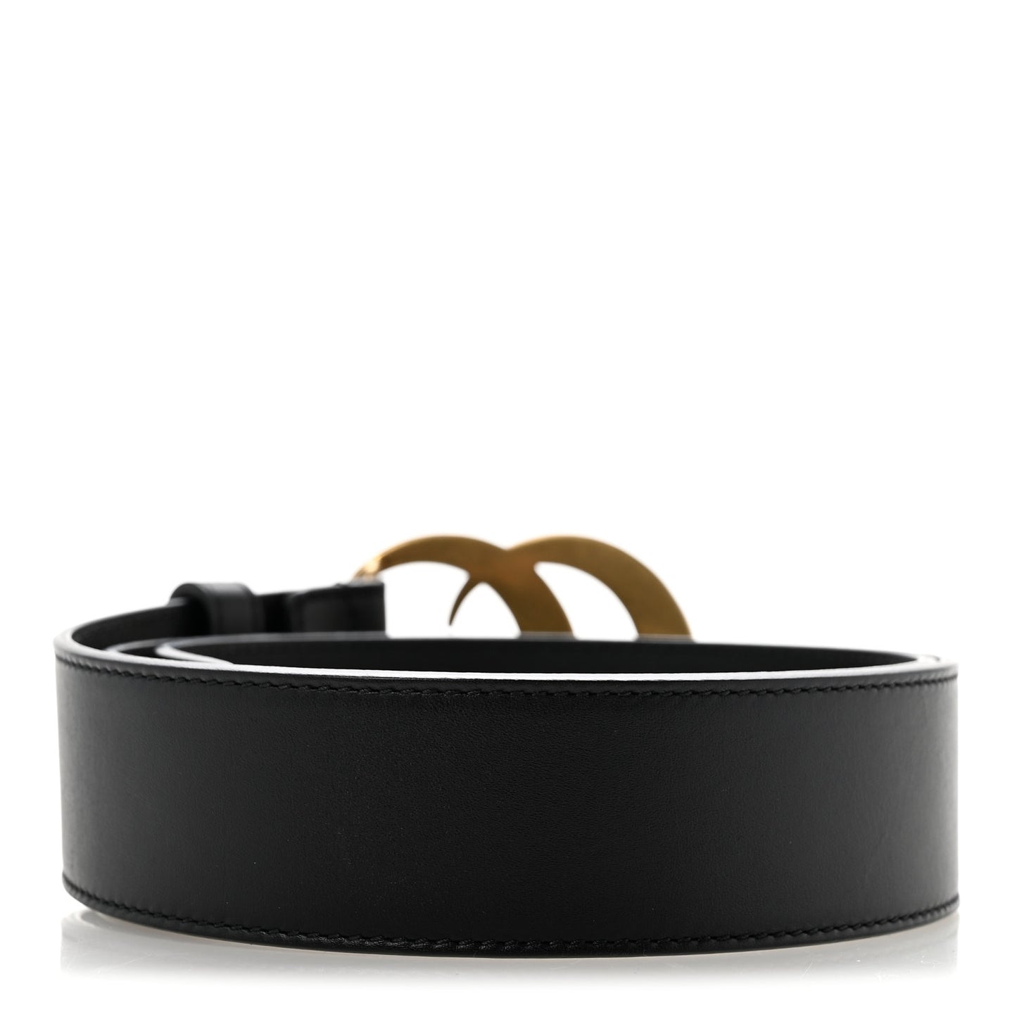 Moon Calfskin Pearl Double G 40mm Belt 85 34 Black Cream