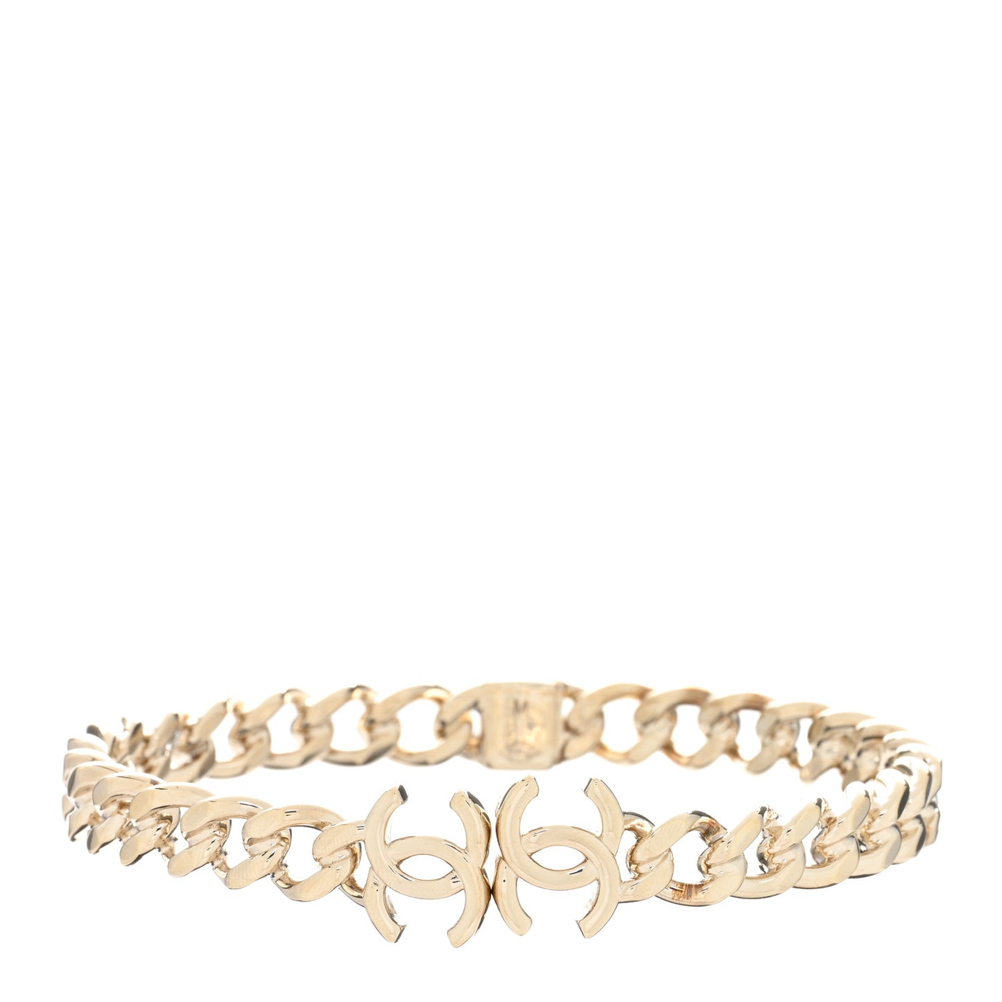 Metal CC Chain Link Choker Necklace M Gold