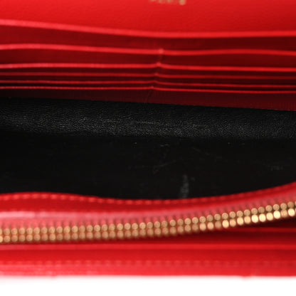 Saint Laurent Grain De Poudre Matelasse Chevron Monogram Chain Wallet Rouge Eros 4 of 8
