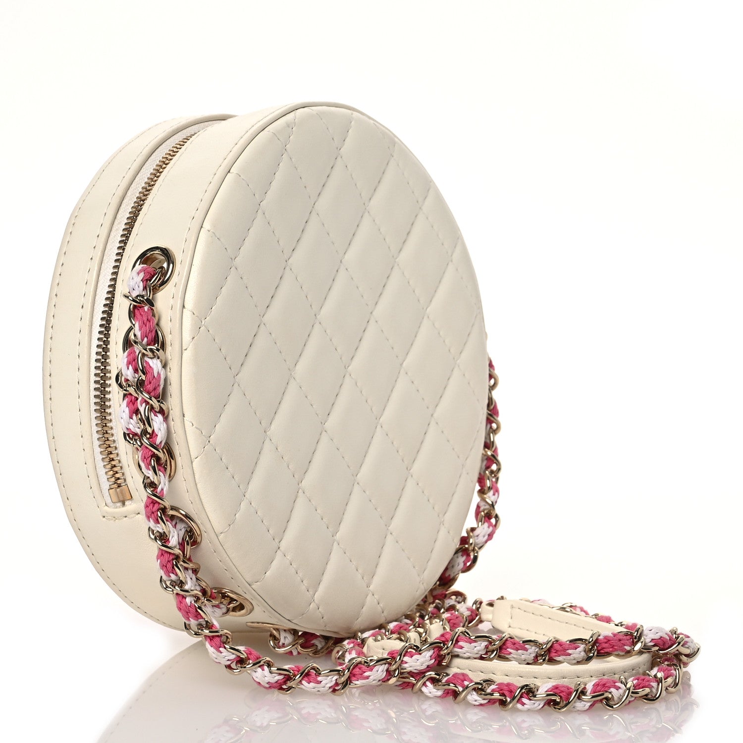 Chanel Lambskin Coco Lifesaver Round Bag Pink White 2 of 11
