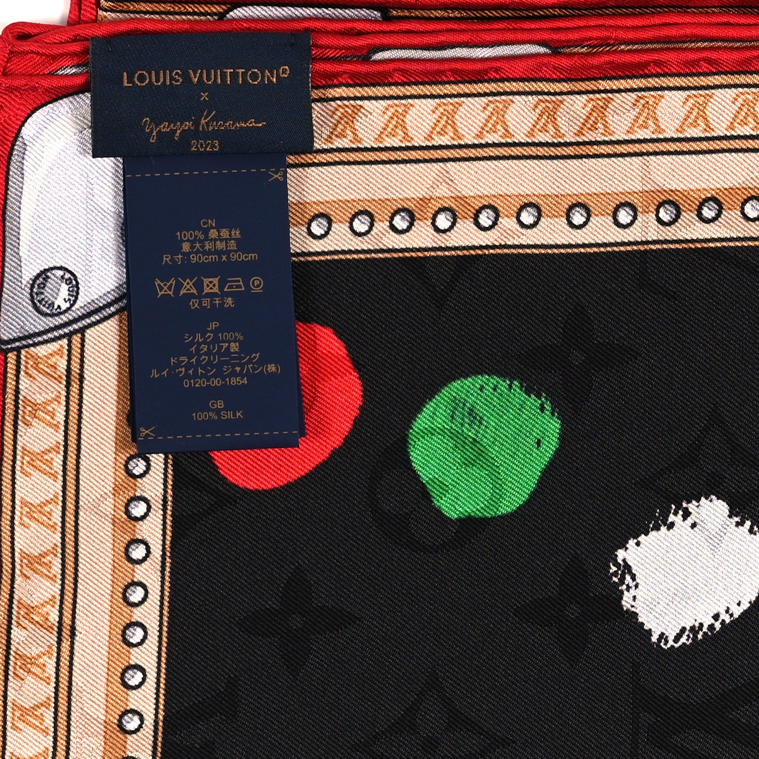 Louis Vuitton X Kusama Silk Wool Painted Dots Scarf Black Multi 3 of 3