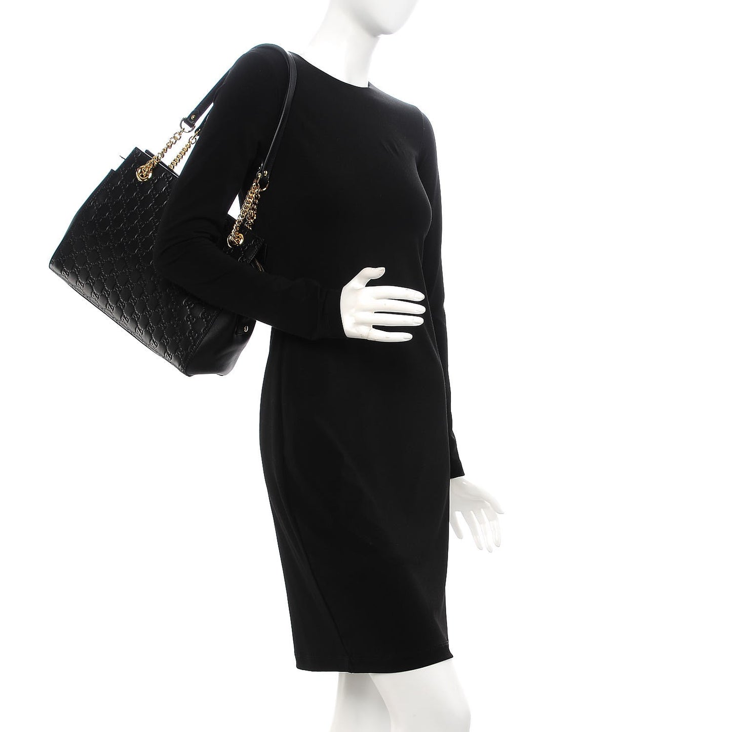 Guccissima Signature Medium Shoulder Tote Bag Black